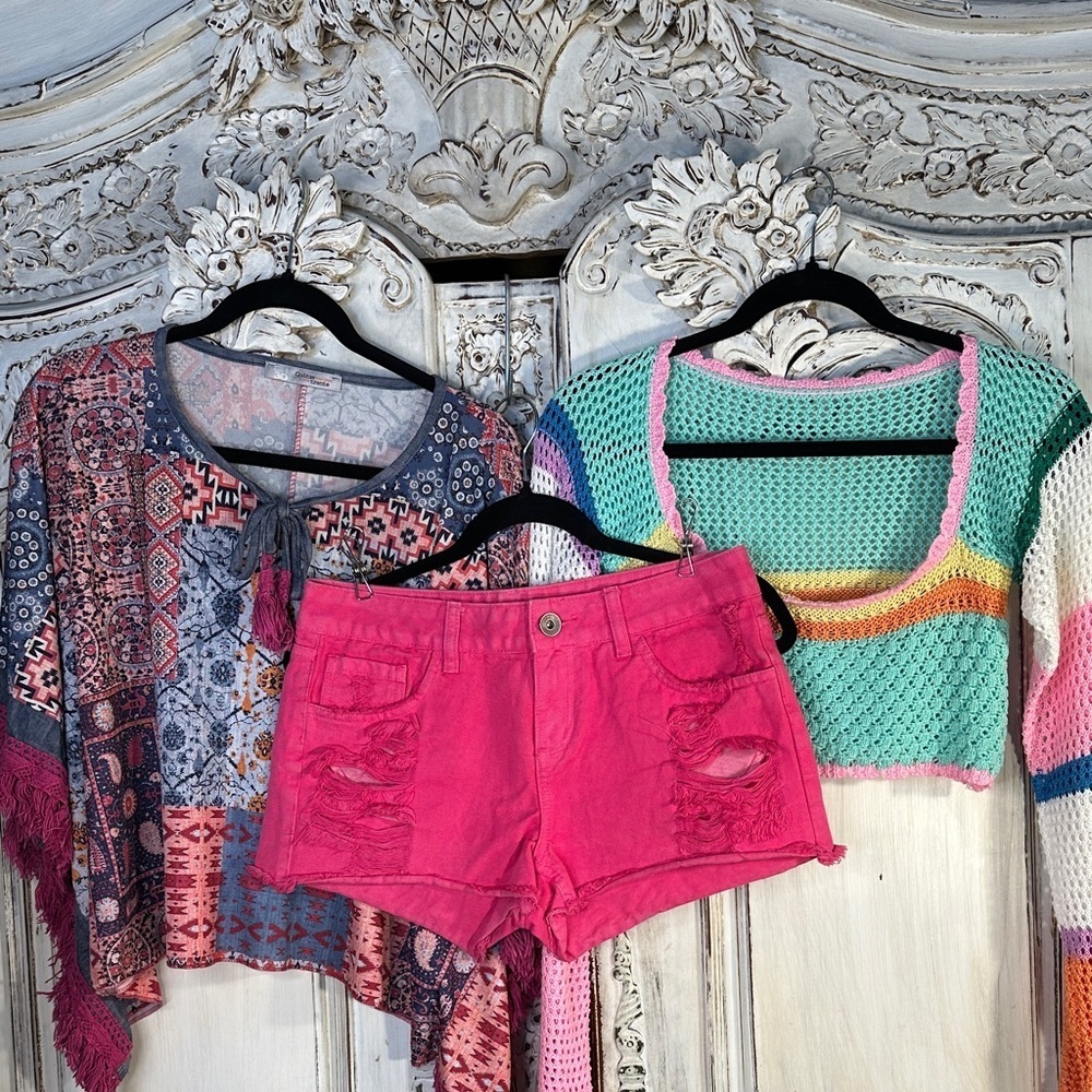 Curated Three Piece Y2K Bundle Graphic Button